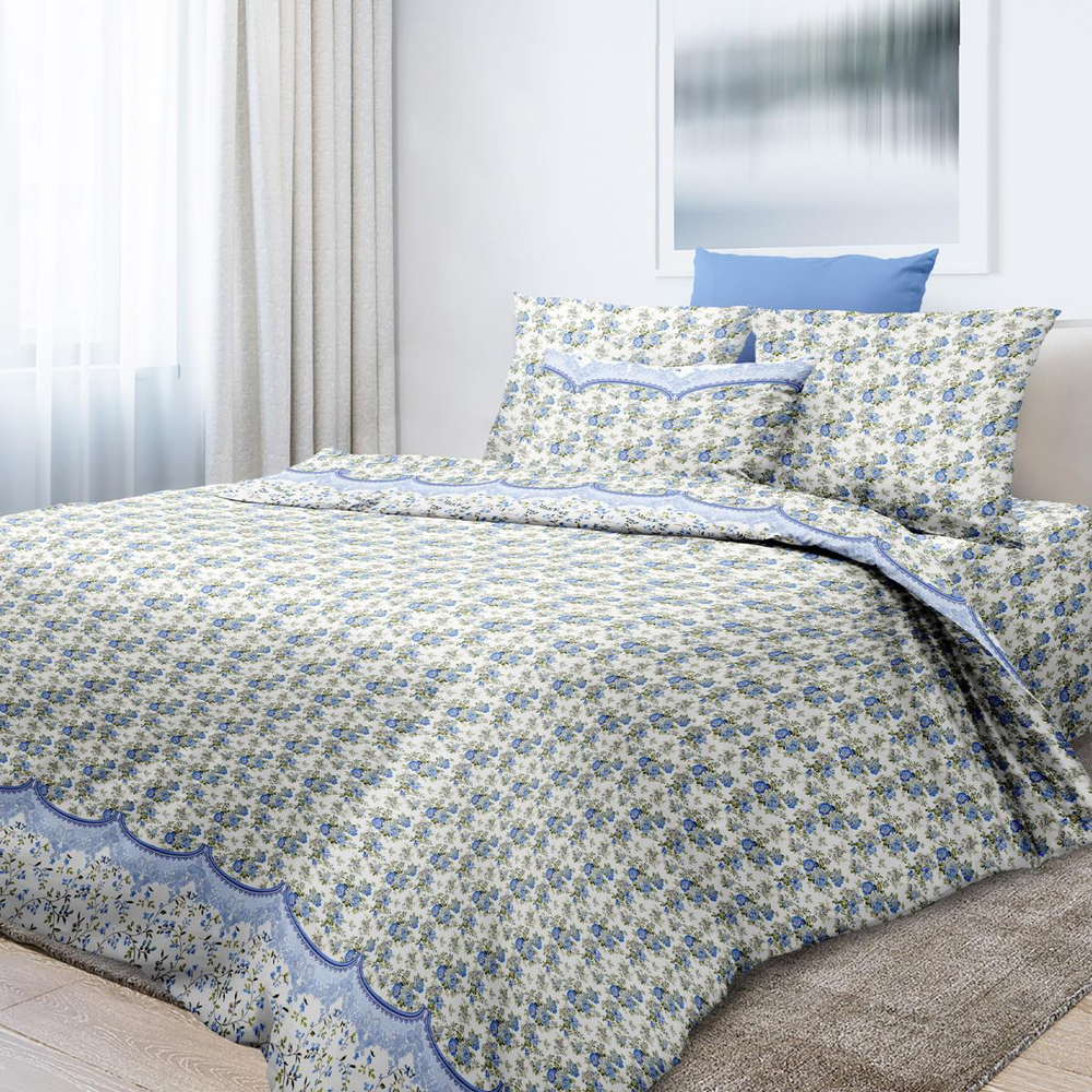 КПБ "Натурель голуб 6399-2" 1,5СП Прост1,5*2,2; Под 1,5*2,15; нав. 50/70 2шт