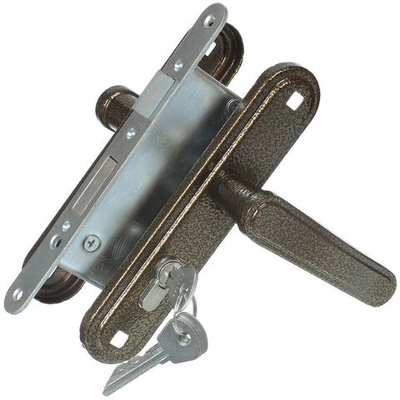 Замок врезной Зенит, ЗВ4-3.03, 00-00000491, ручка в комплект, цилиндровый, бронз