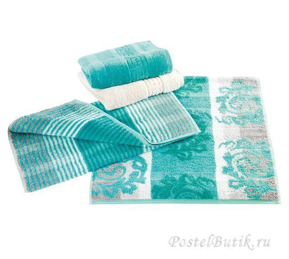 Полотенце 80х150 Cawo Noblesse 1057 Cashmere Jaquard мятное