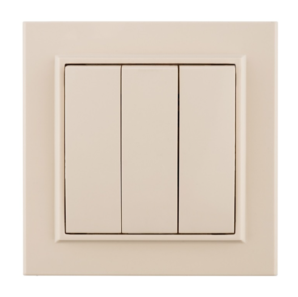 МИНСК Выключатель в сборе с/у, 3 клавиши, б/инд. 10А, 230В, IP20, бежевый. ERV10-024-20, 221339