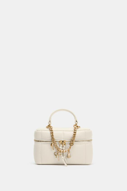 ZARA СУМКА-КЕЙС С ПОДВЕСКАМИ, ЭКРЮ
