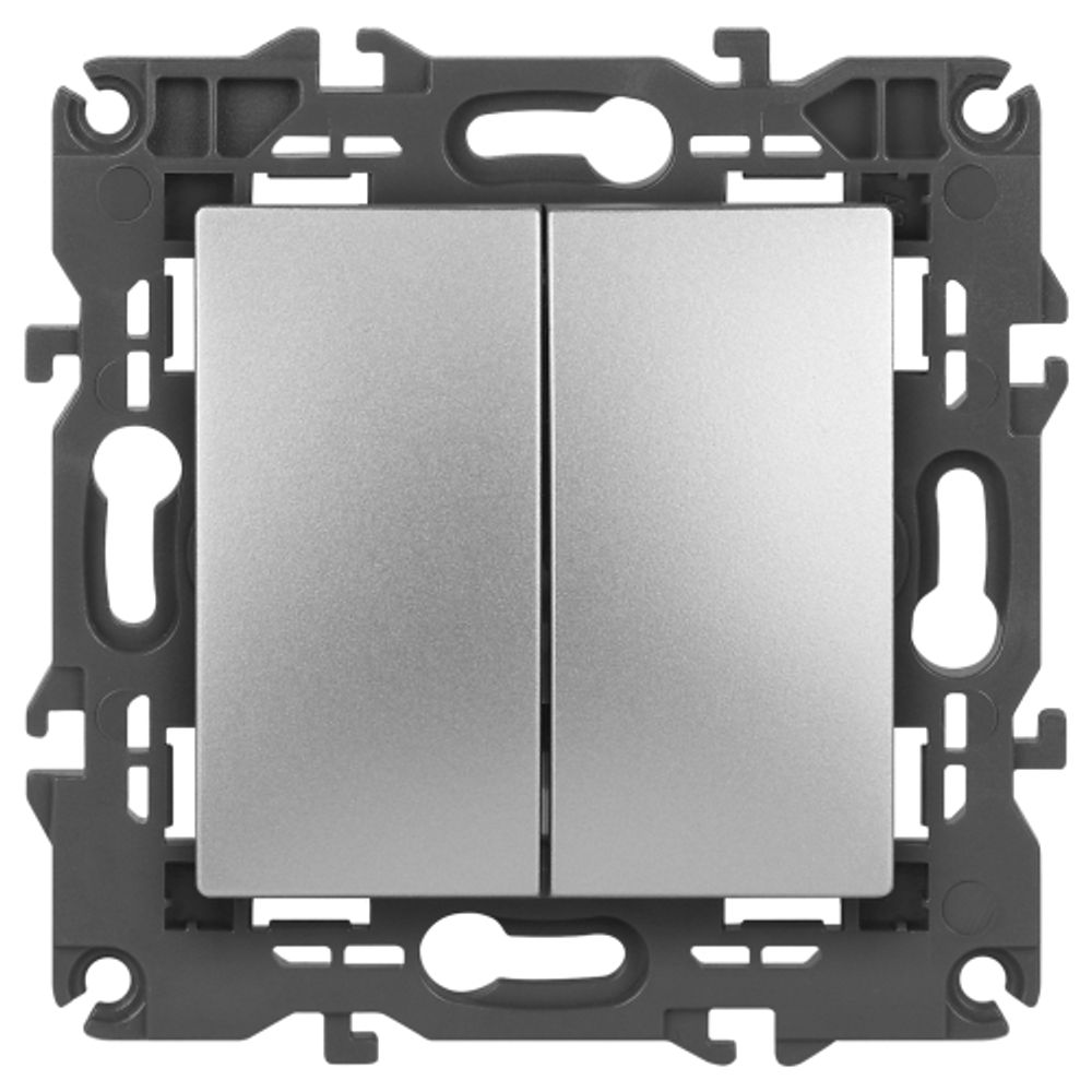 Выключатель ЭРА Elegance 14-1104-03 двойной 10АХ-250В IP20 алюминий