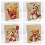 Пакет подарочный 26х32х10см Премиум "Мишки" (Микс)