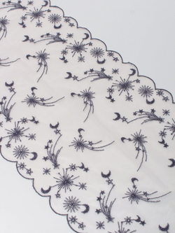 Вышивка на сетке пион с индиго неэластичная ширина 23 см ОТРЕЗ 0,7 м