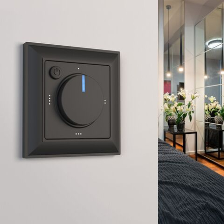 Терморегулятор электромеханический для теплого пола (черный матовый)