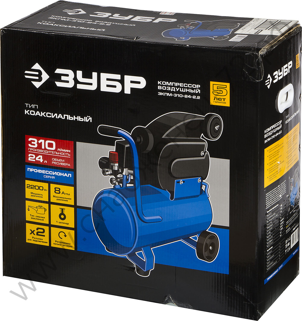 Компрессор воздушный, 310 л/мин, 24 л, 2200 Вт, ЗУБР