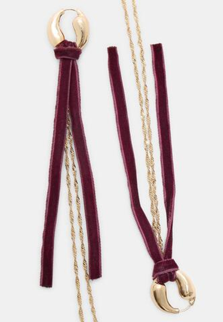 STRADIVARIUS Контрастные бархатные серьги-подвески, золотой