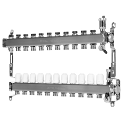 Коллектор Royal Thermo нерж. в сборе универсальный 1" ВР-3/4" НР с автомат. воздухоотвод-ми 11 вых.
