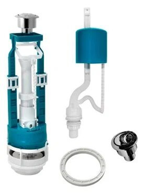 Арматура для бачка, нижняя подводка, ручка белая, шток, металл Инкоэр