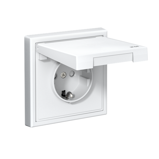 Розетка ArtGallery 16А IP44 с заземл. со шторками с крышкой быстрозажим. клем. механизм бел. SE GAL440146S