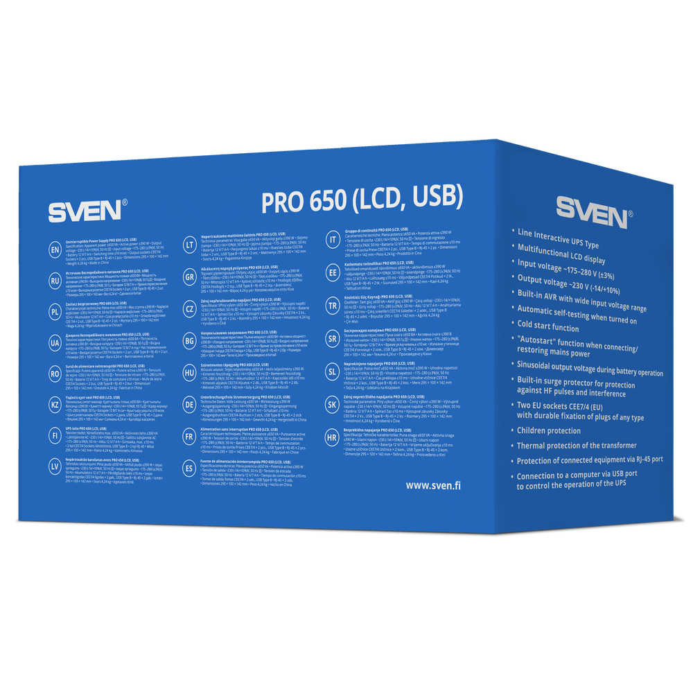 Источник бесперебойного питания SVEN Pro 650 (LCD, USB)