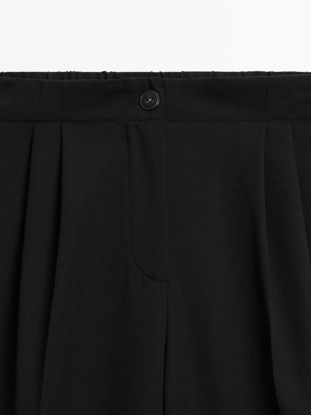 Massimo Dutti Струящиеся брюки с широкими штанинами и защипами, черный