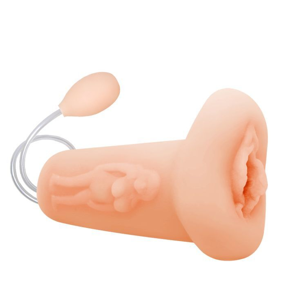 Телесный мастурбатор-вагина с грушей