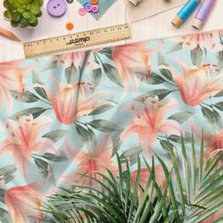 Ткань оксфорд 600 лилия-монстера