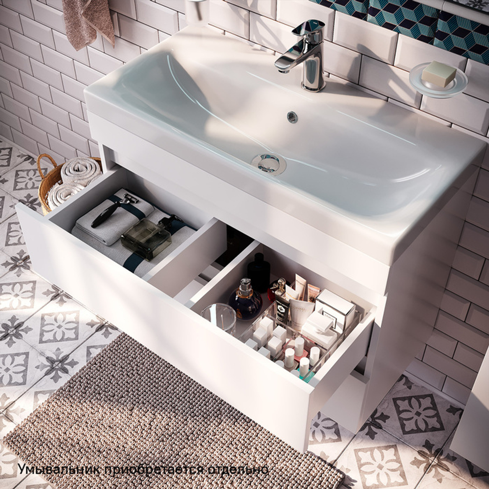 Тумба подвесная с ящиками IDDIS Zodiac, белая, 80 см, ZOD8CB0i95