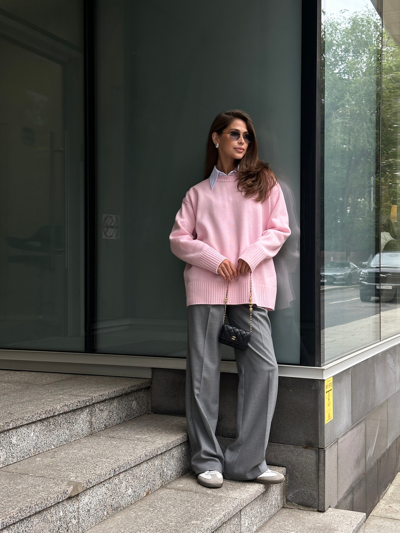 Джемпер из шерсти мериноса розовый