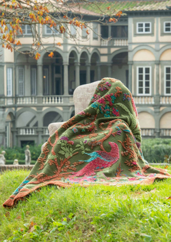 Плед 150x190 Frati Home Paradisiaco Verde зеленый с красным