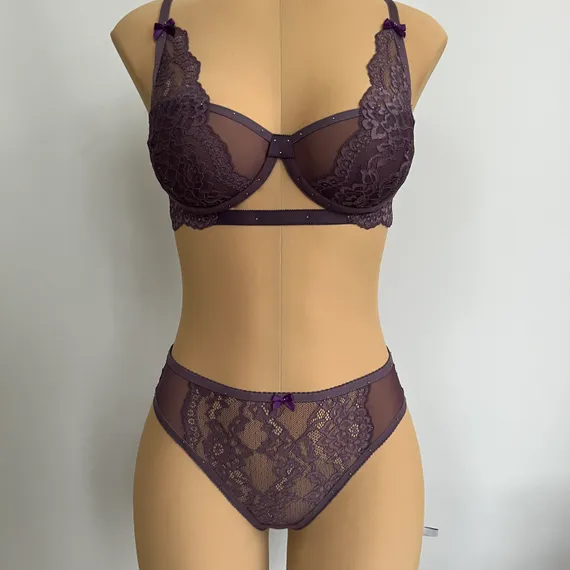 Кружево эластичное фиолетовое темное 20 см, Китай