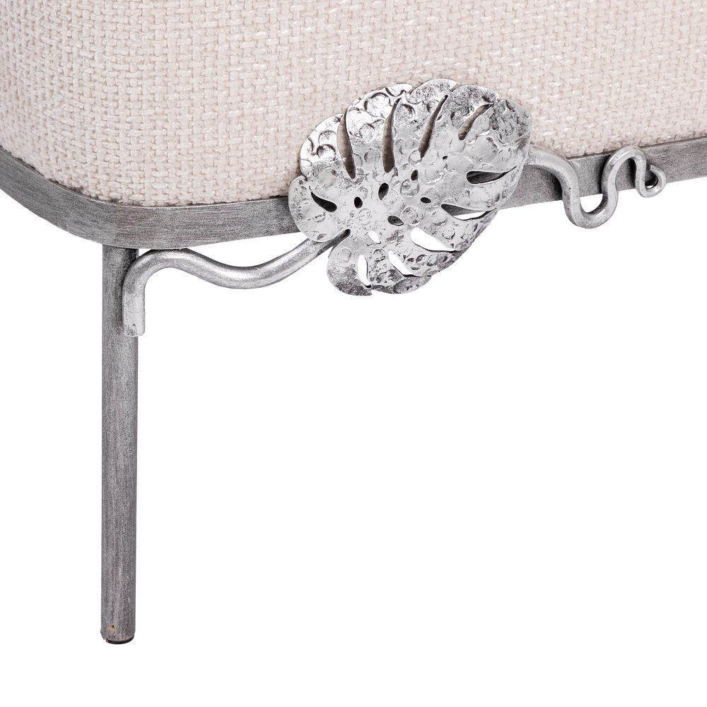 Банкетка Monstera Deliciosa (Монстера) Квадро Айвори Античное серебро