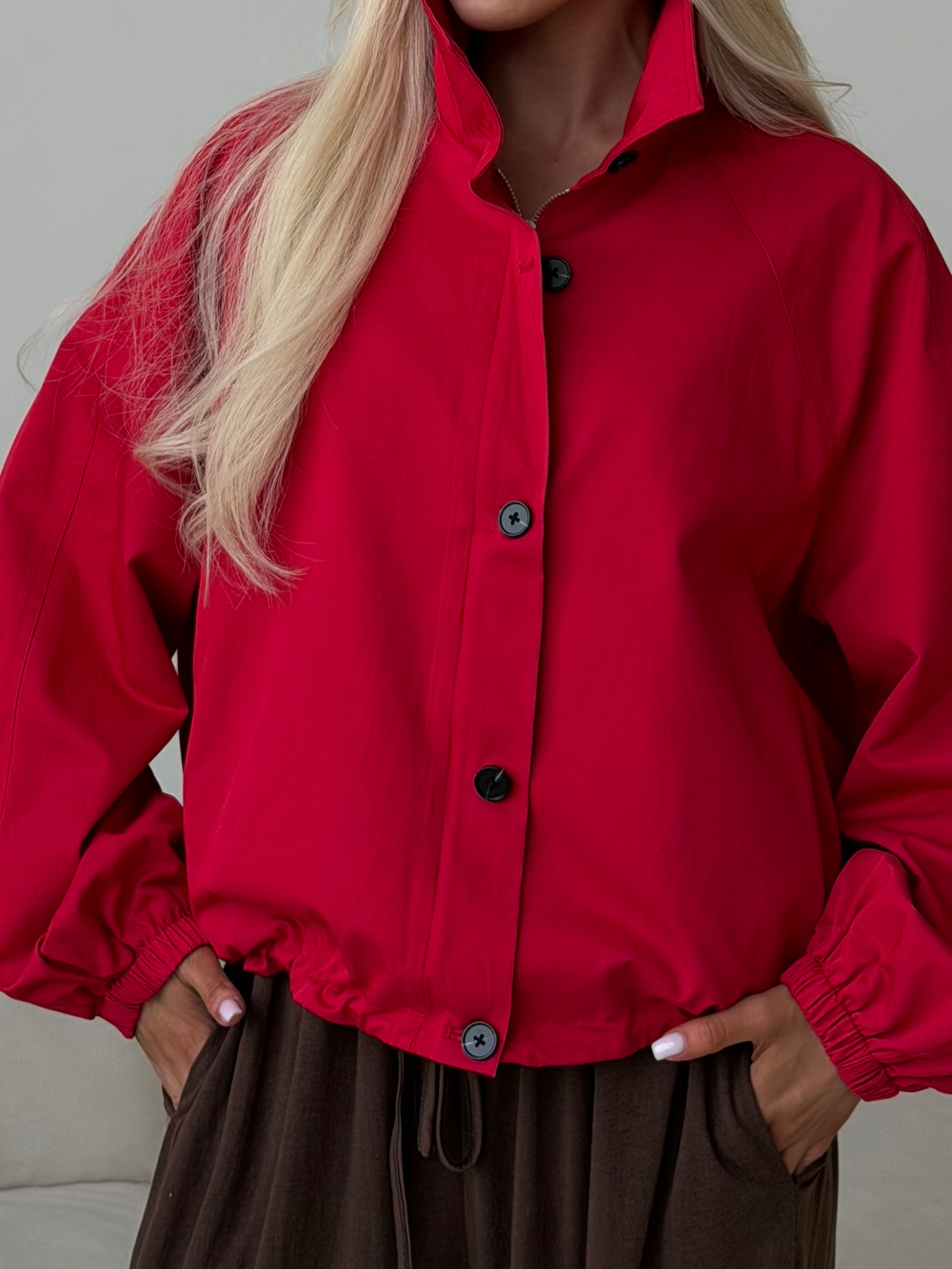 Тренч на молнии красный