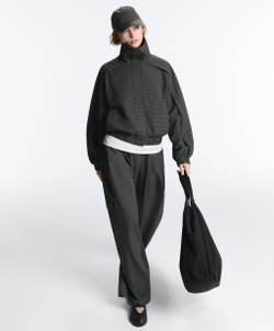 Oysho Длинные брюки-карго из водоотталкивающего нейлона в клетку, черный