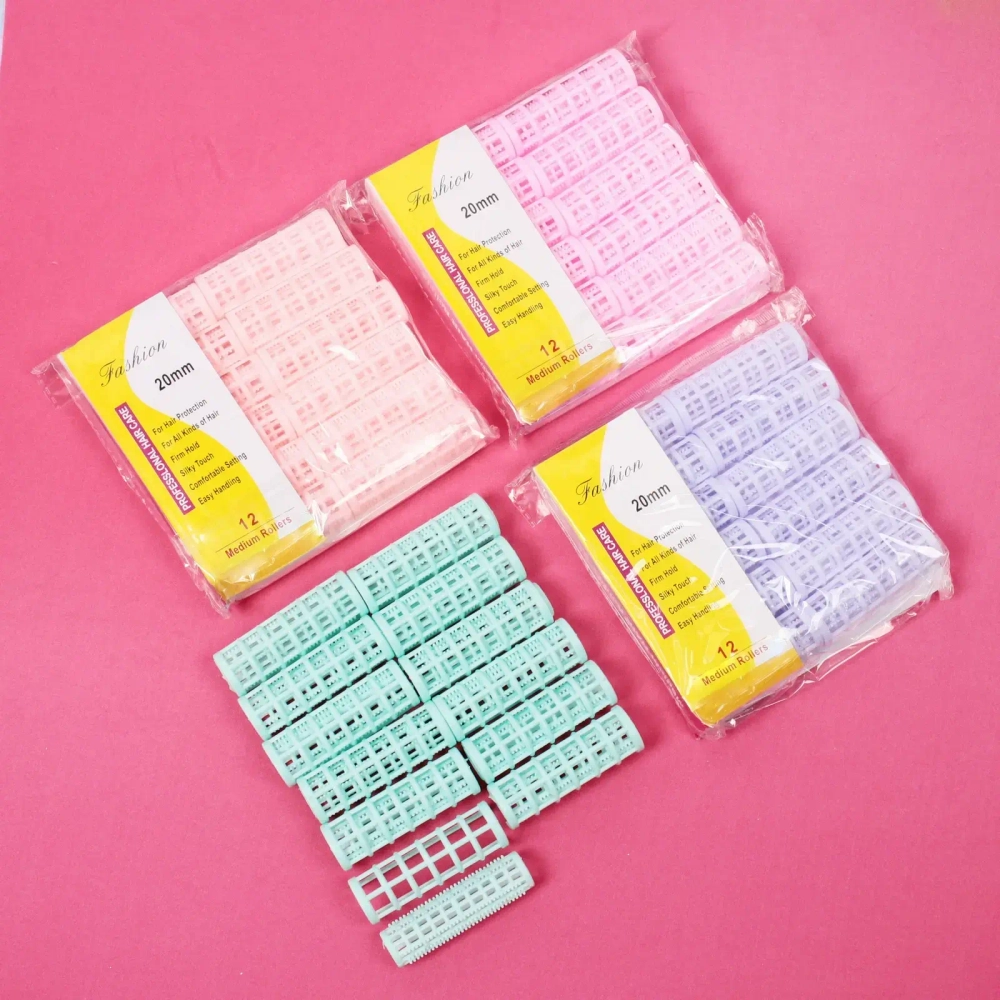 Бигуди пластмассовые с зажимом 12шт, цвет микс, d=20мм