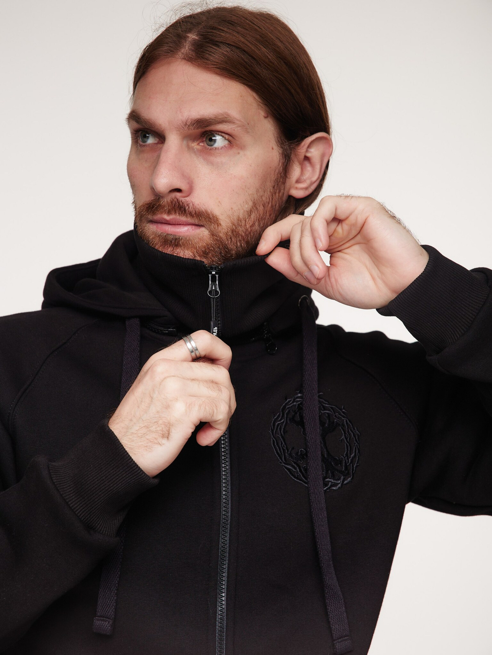 Худи Варгградъ мужской чёрный "Скаут" с начёсом