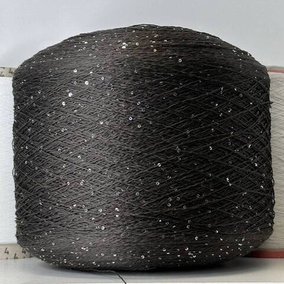 LINETTE PAILLETES - 80% лен, 20% п/а, микропайетки 2мм, ; 450м\100гр; цвет: коричневый «кофе», пайетки серебро