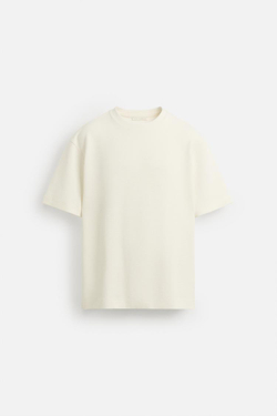 ZARA ТОЛСТОВКА ИЗ ТКАНИ С УЗОРОМ, ЖЕЛТОВАТО-БЕЛЫЙ