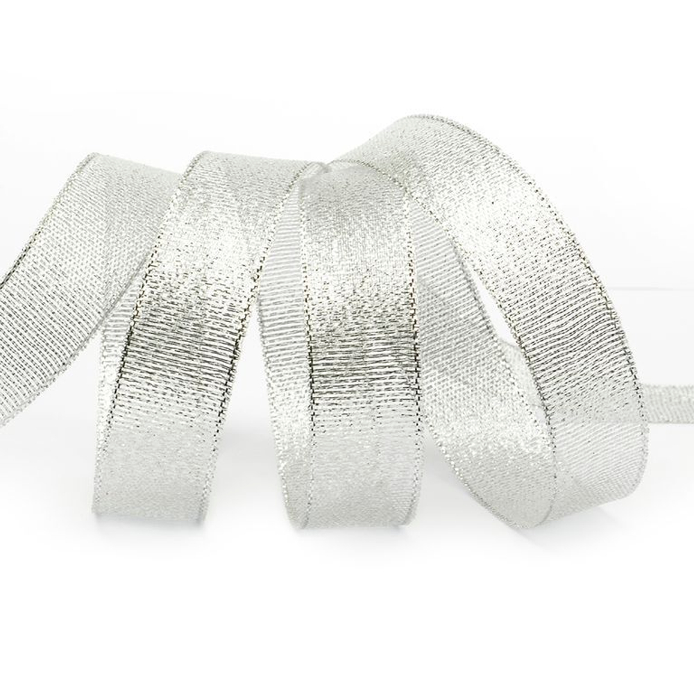 Лента парчовая 20 мм  (22 метра, цвет серебро)