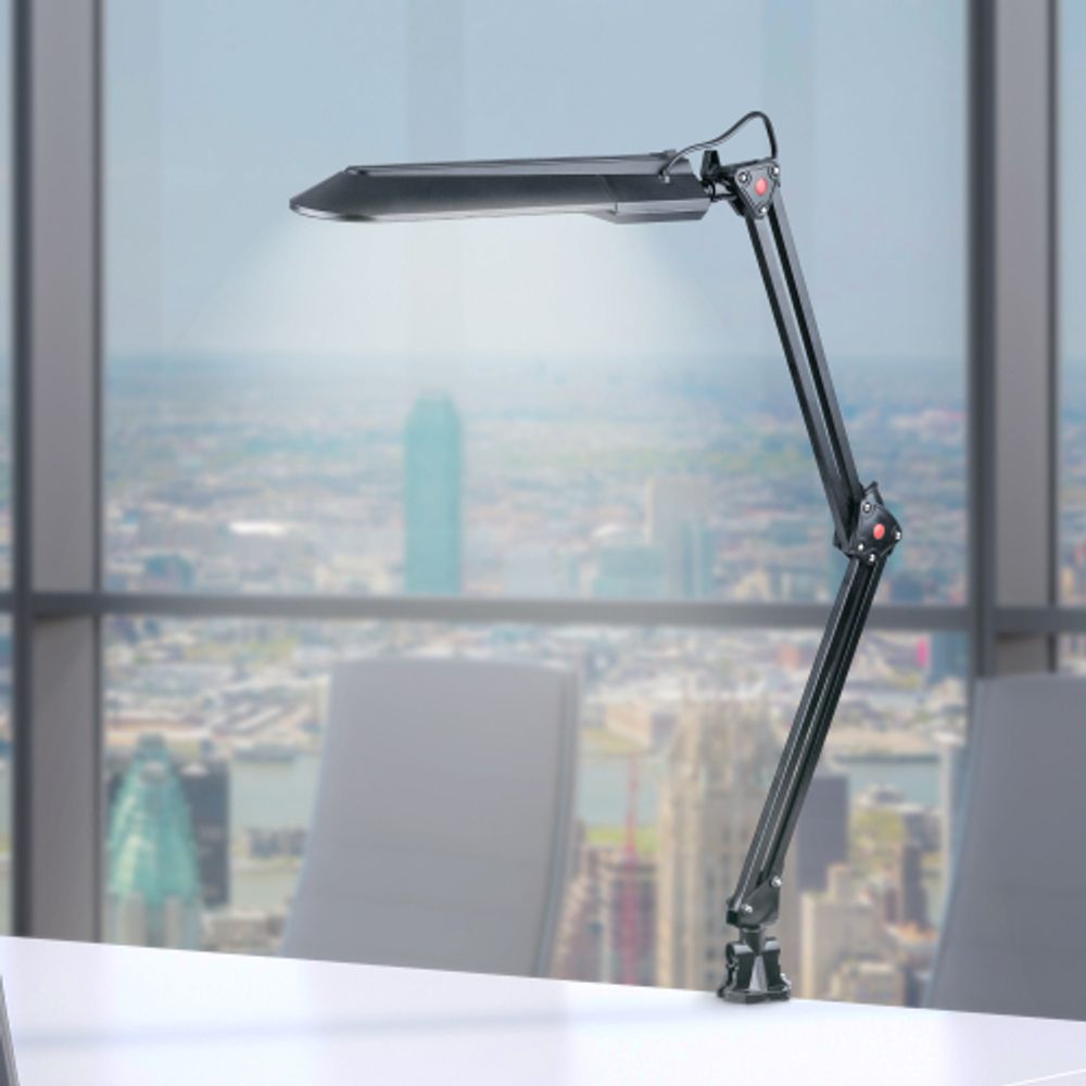 Настольный светильник ЭРА NL-201-G23-11W-BK с лампой PL на струбцине черный | Настольные светильники под лампу