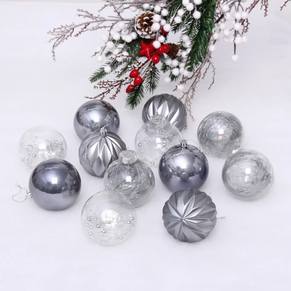 Набор шаров 8 см «Волшебство» (в наборе 12 шт), Графит