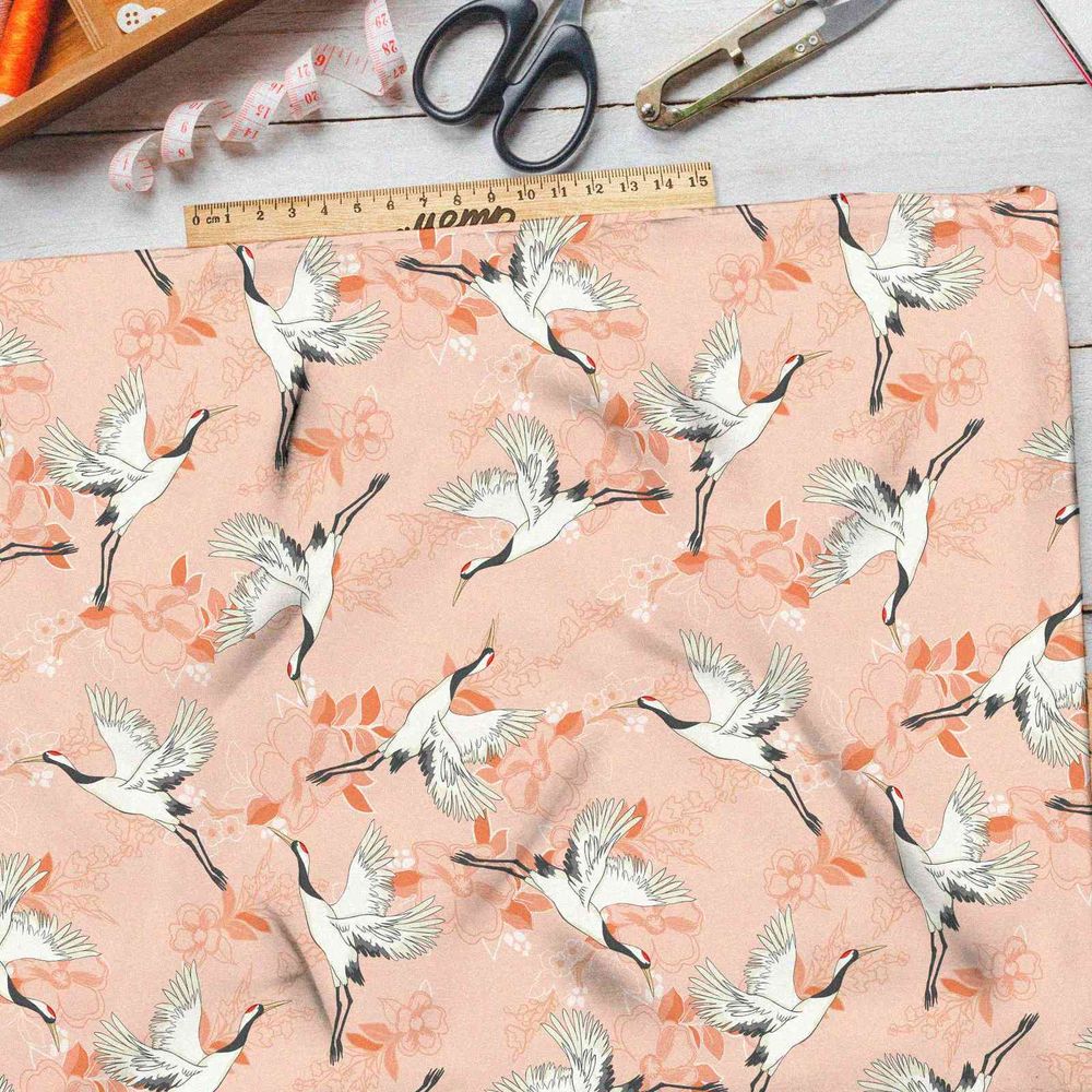 Ткань сатин японский журавль