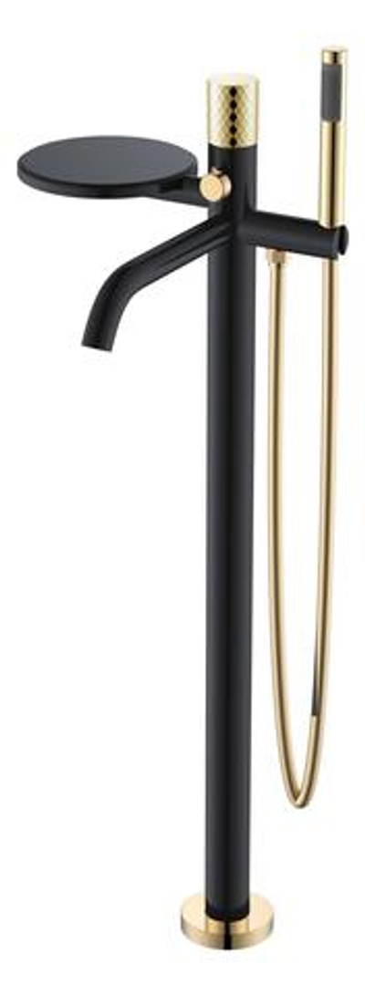 Смеситель напольный Boheme STICK BLACK 129-BG DIAMOND Gold