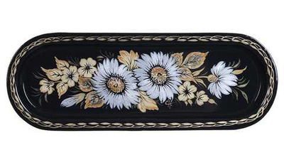 Жостовский поднос декоративный, размер 21х8 см (A4), металлический