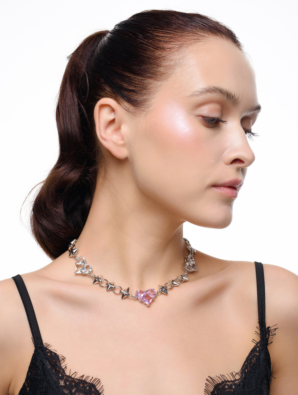 Колье "Pink big soul thorn" Silver