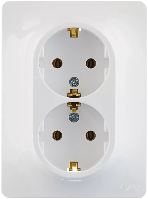 РОЗЕТКА двойная с заземлением, 16А, в сборе, БЕЛЫЙ  GSL000124