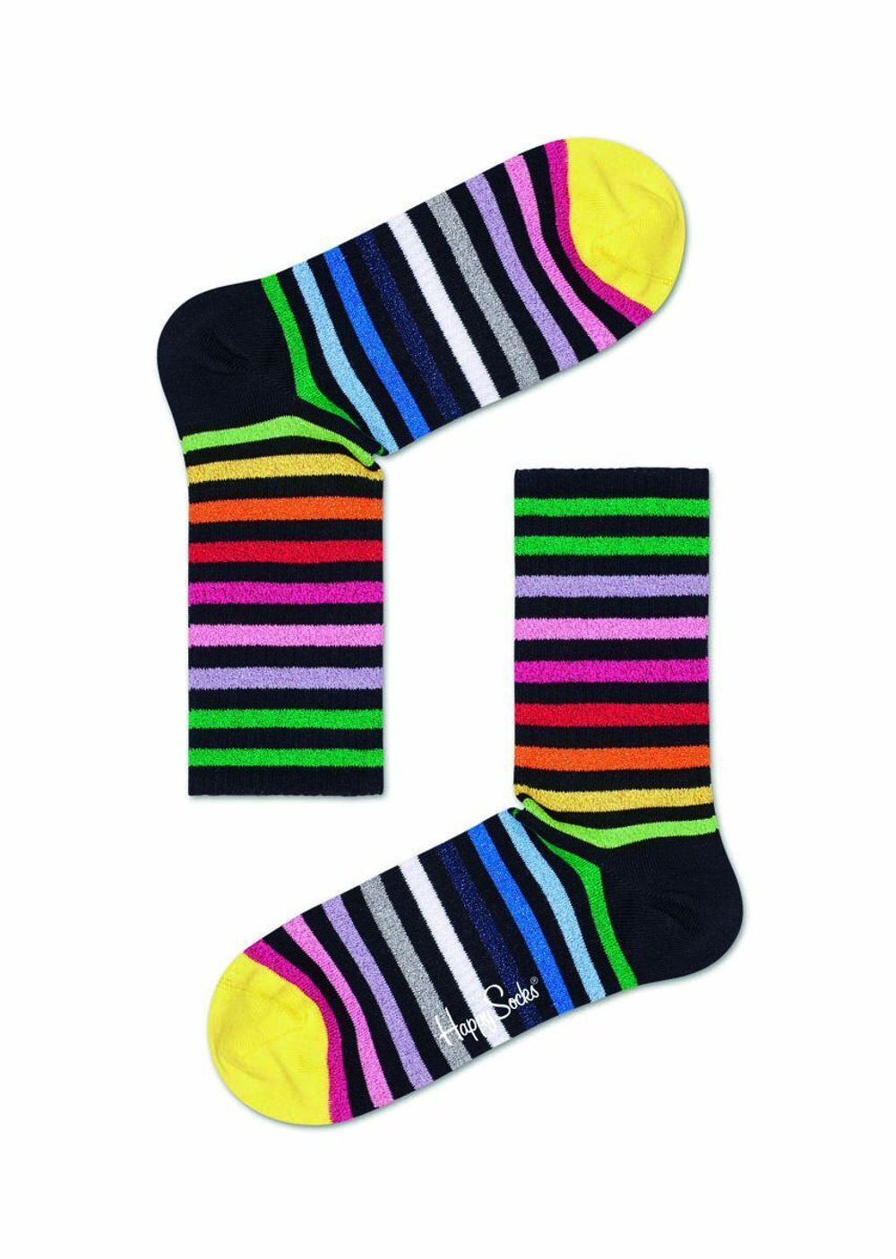 Носки унисекс Rainbow Stripe 3/4 Crew Sock с цветными полосками (Размер: 25) (Цвет: черный)