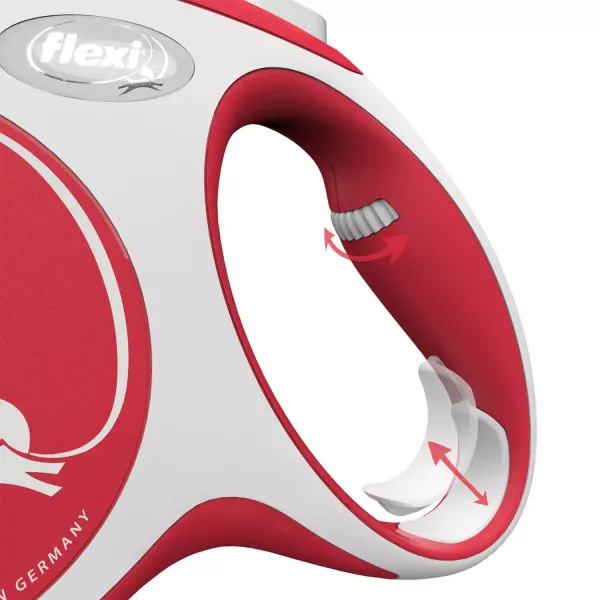 Рулетка flexi NEW LINE Comfort L (до 50 кг) лента 8 м серый/красный