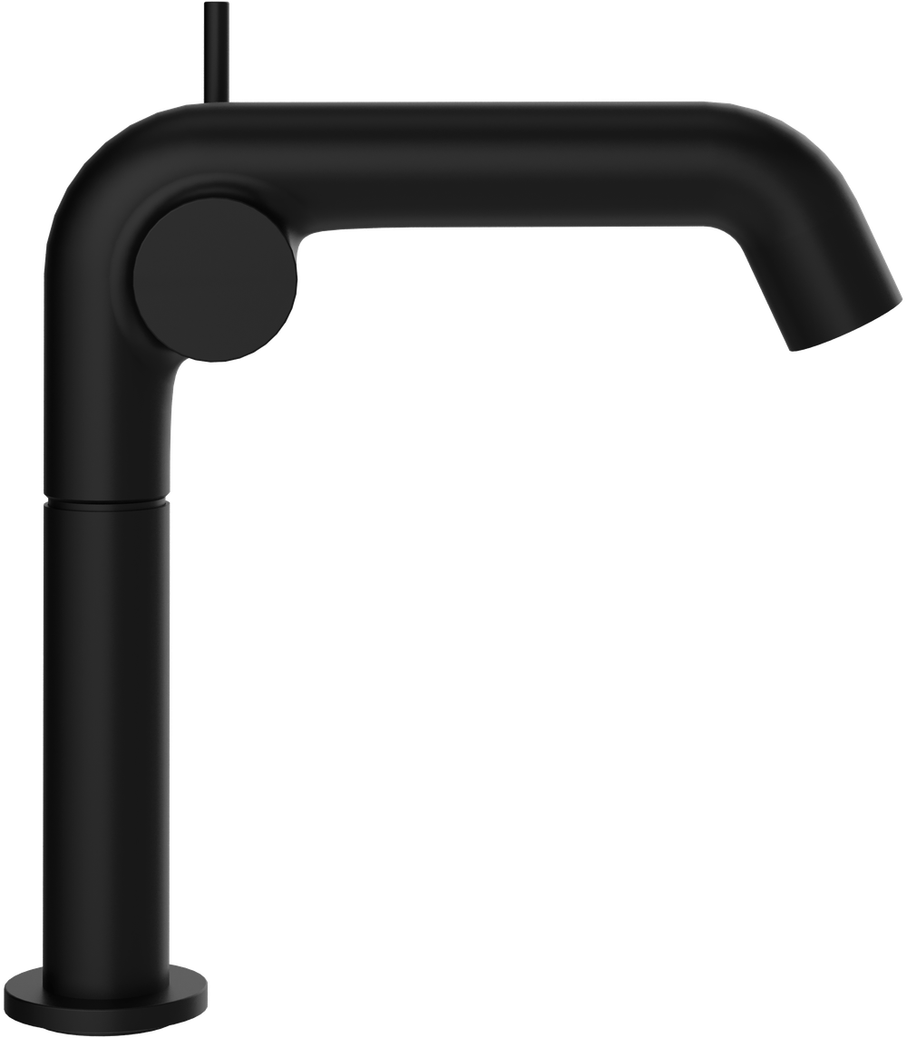 Смеситель для раковины STWORKI Лунд S25010BK + донный клапан SD-001BK матовый черный