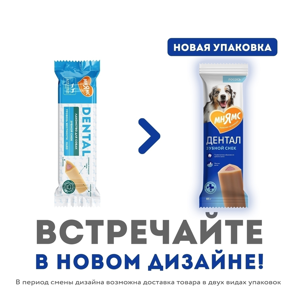 Лакомство Мнямс DENTAL для собак "Зубной снек" с лососем, 85г