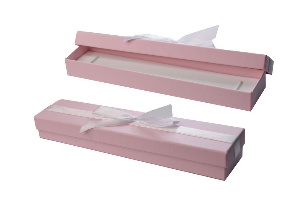 Пенал-футляр с бантиком под браслет/цепь (картон, розовый)