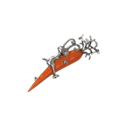"Морковкин" брошь в серебряном покрытии из коллекции "Позитивчики" от Jenavi с замком булавка