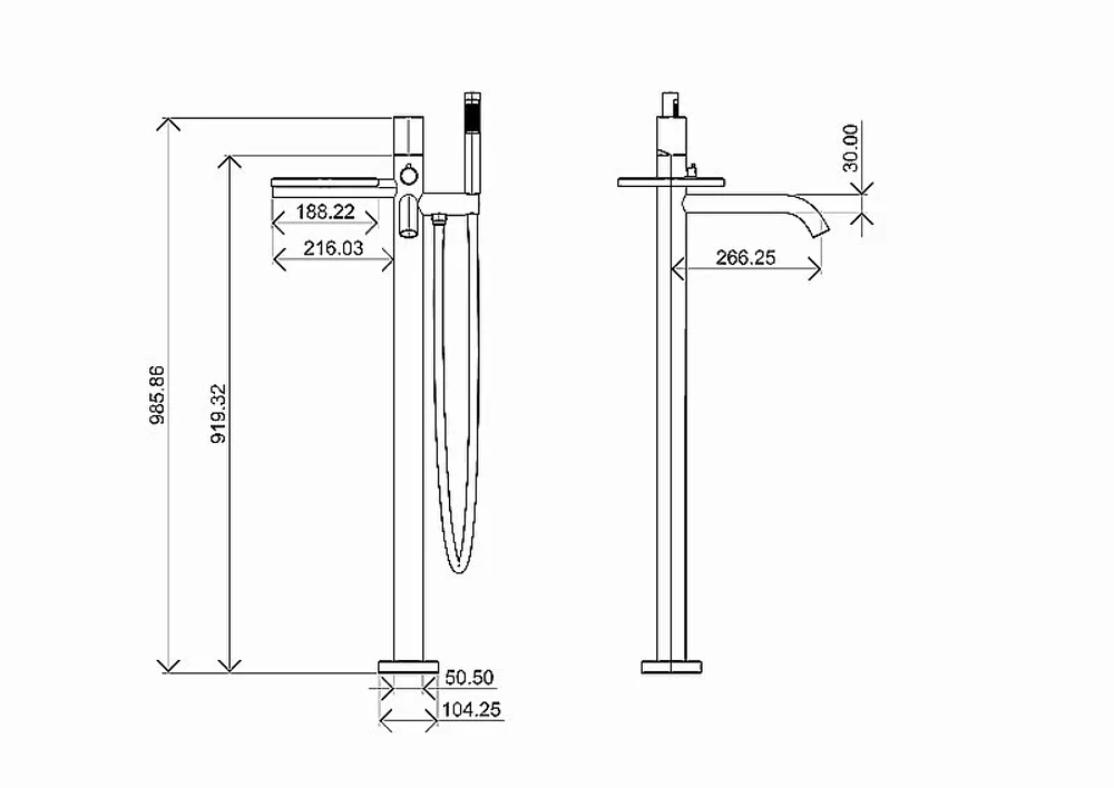 Смеситель для ванны Boheme Stick 129-BB.2 черный