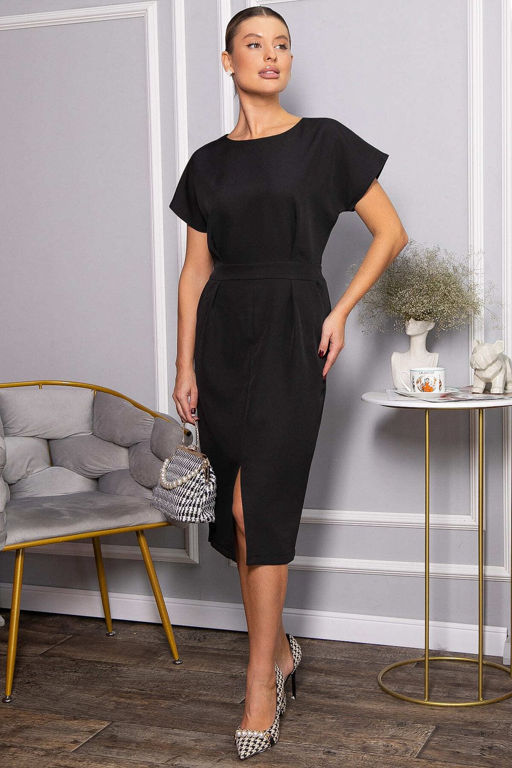 Платье с карманами Утренняя роса (черное) П14371-16М LT Collection