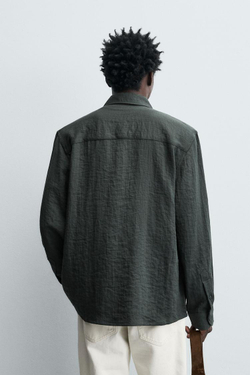 ZARА РУБАШКА RELAXED FIT ИЗ СТРУЯЩЕЙСЯ ТКАНИ, СЕРЫЙ