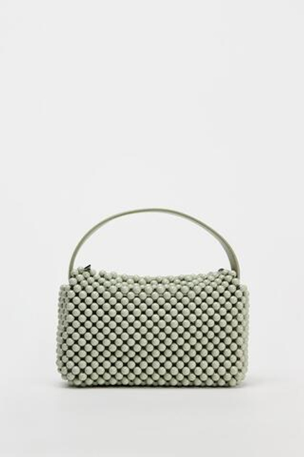 ZARA СУМКА С ДЕКОРАТИВНЫМИ ДЕТАЛЯМИ, ЦВЕТ МХА
