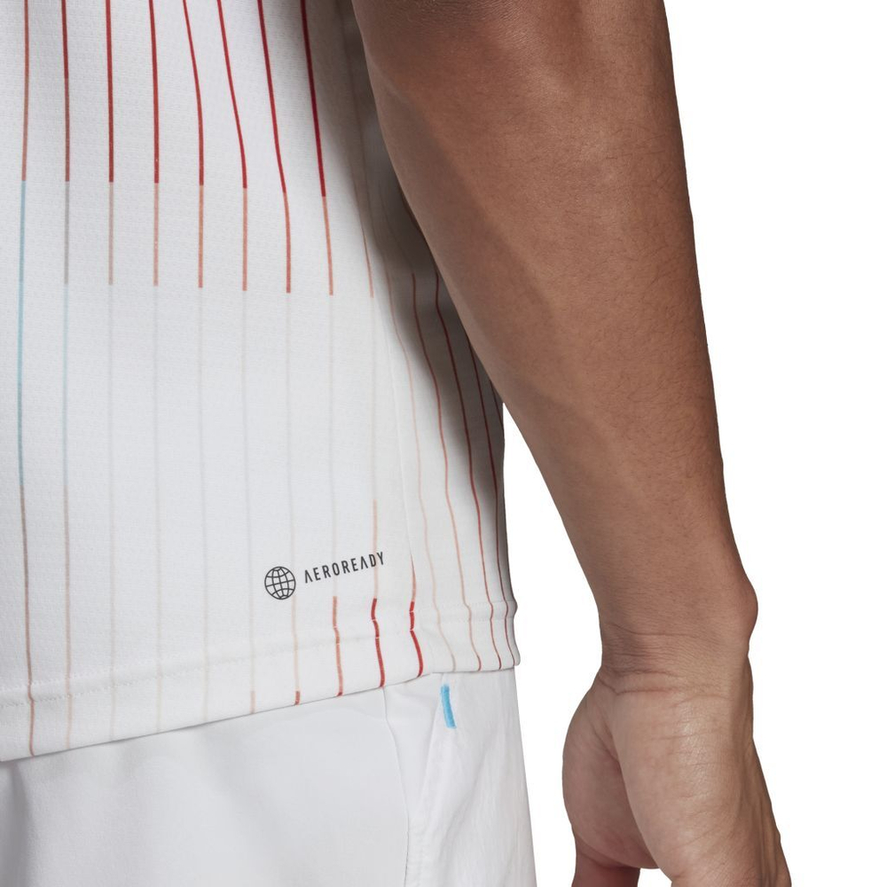 Теннисное поло Adidas Melbourne Polo M - white/legacy burgundy/sky rush