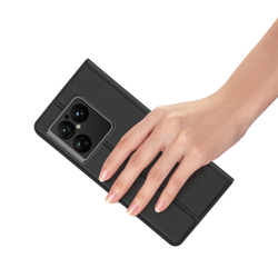 Чехол книжка из кожи черного цвета для Sony Xperia 1 VIII (1-8), серия Skin Pro Series от Dux Ducis