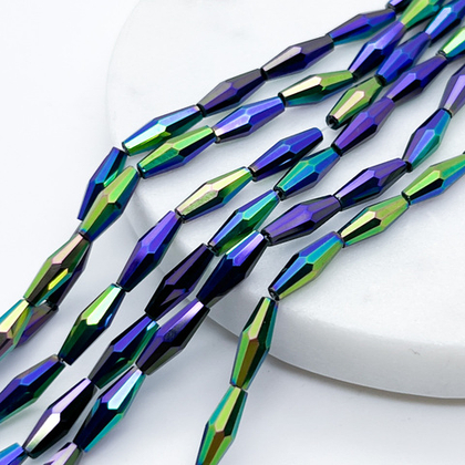 Бусина стекло, размер 12*4 мм, цена за 16 шт (1/2 нити)